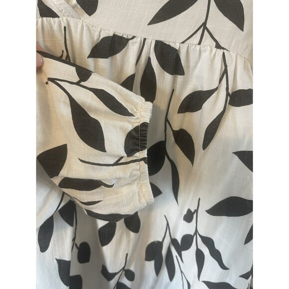 Maison Garrison Leaf print boho vneck Linen look XL*tag removed see measurements - Picture 4 of 5